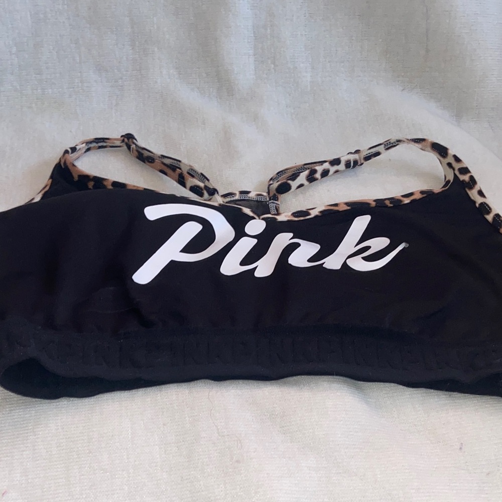 PINK Victoria's Secret Black Bralette with Leopard Accents